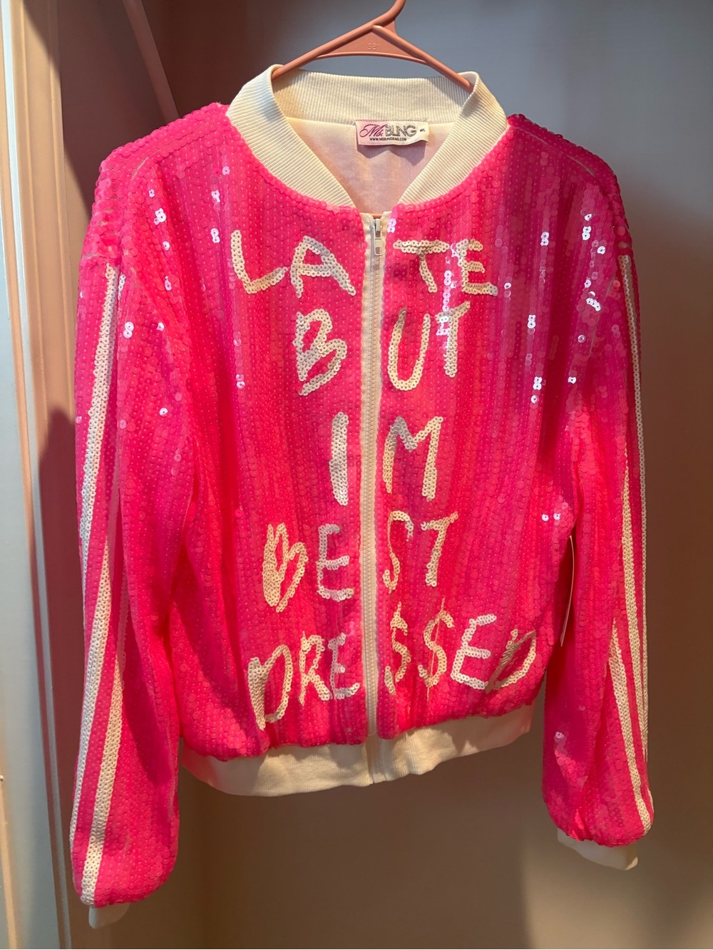 Hot Pink Sequin Bomber Jacket